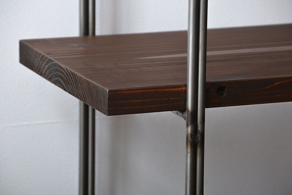 ラフジュ工房オリジナル アイアンの薄型飾り棚【中】(陳列棚、アイアンラック)