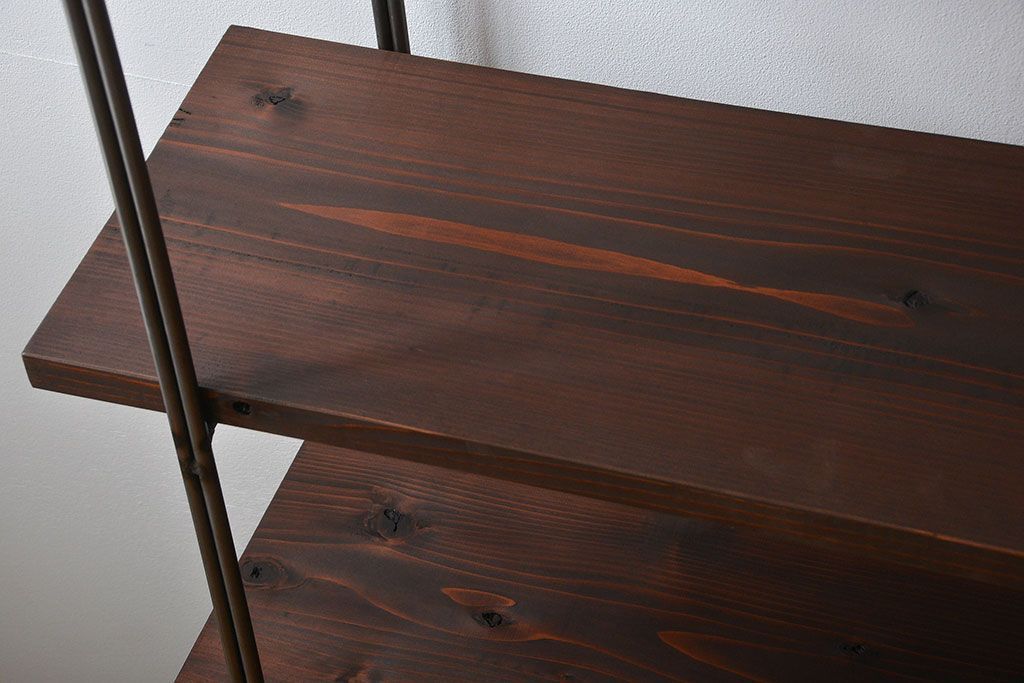 ラフジュ工房オリジナル アイアンの薄型飾り棚【中】(陳列棚、アイアンラック)