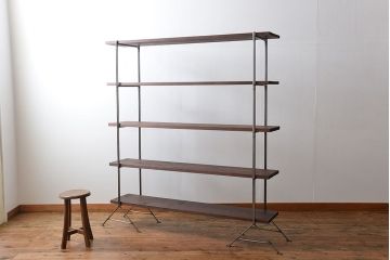 ラフジュ工房オリジナル アイアンの薄型飾り棚【中】(陳列棚、アイアンラック)