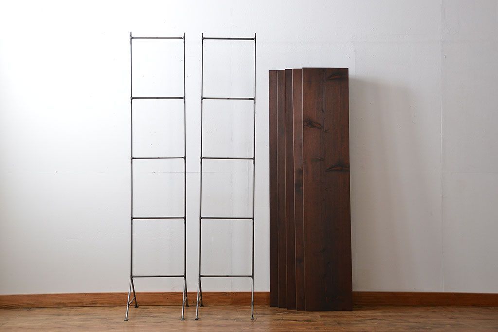 ラフジュ工房オリジナル アイアンの薄型飾り棚【中】(陳列棚、アイアンラック)