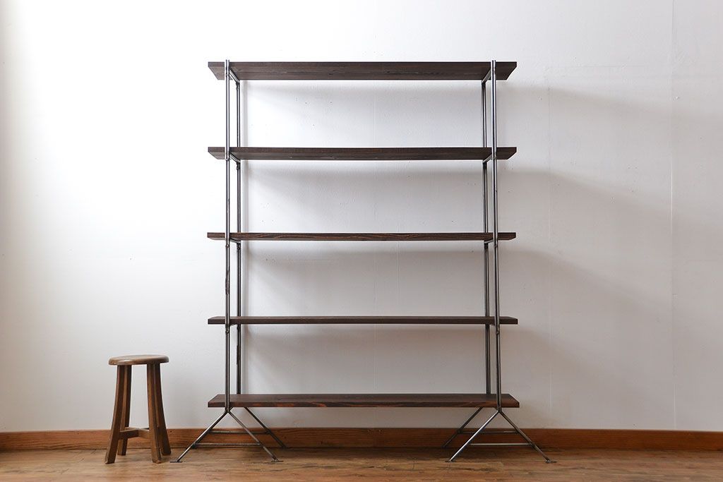 ラフジュ工房オリジナル アイアンの薄型飾り棚【小】(陳列棚、アイアンラック)