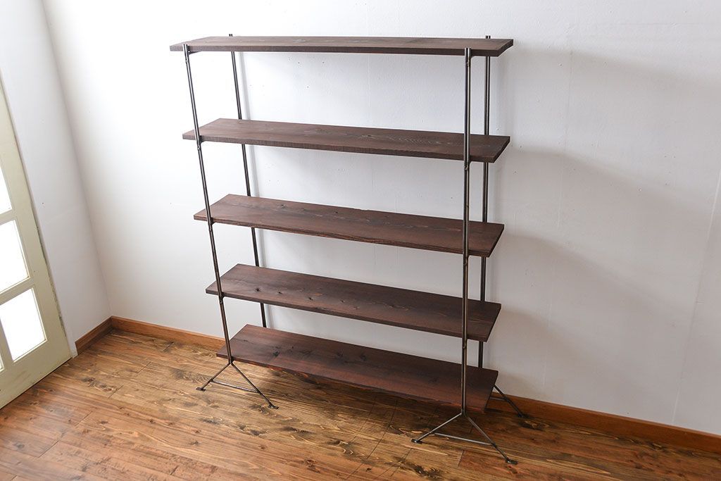 ラフジュ工房オリジナル アイアンの薄型飾り棚【小】(陳列棚、アイアンラック)