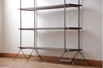 ラフジュ工房オリジナル アイアンの薄型飾り棚【小】(陳列棚、アイアンラック)