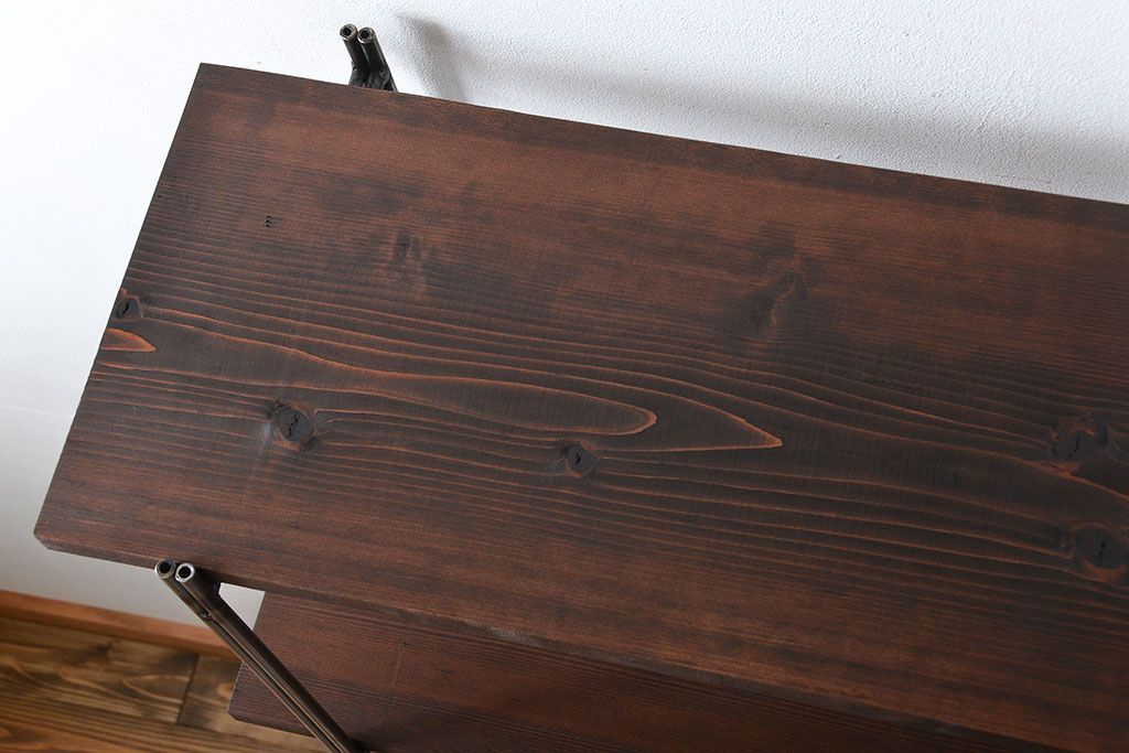 ラフジュ工房オリジナル アイアンの薄型飾り棚【小】(陳列棚、アイアンラック)