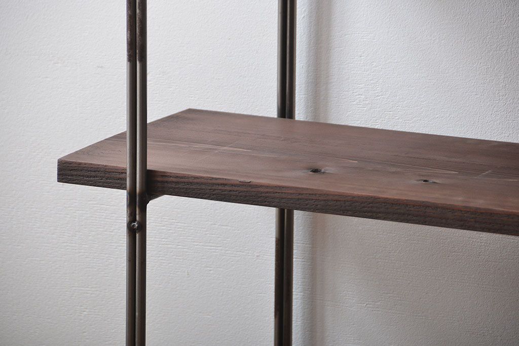 ラフジュ工房オリジナル アイアンの薄型飾り棚【小】(陳列棚、アイアンラック)