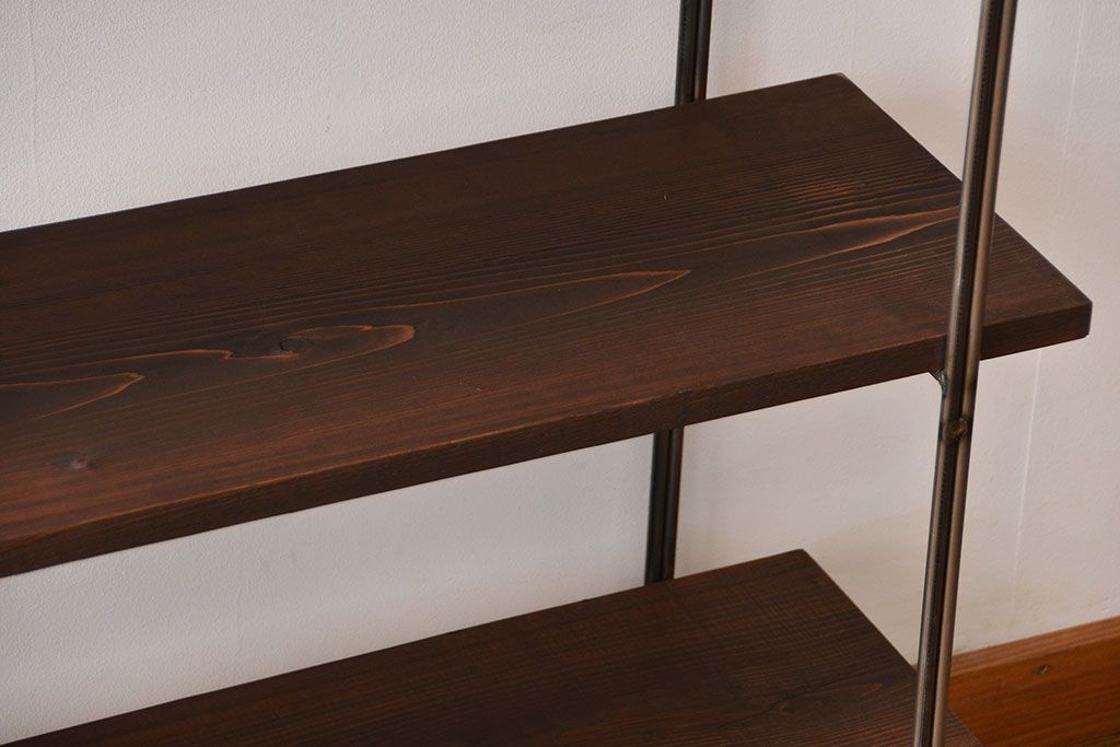 ラフジュ工房オリジナル アイアンの薄型飾り棚【小】(陳列棚、アイアンラック)