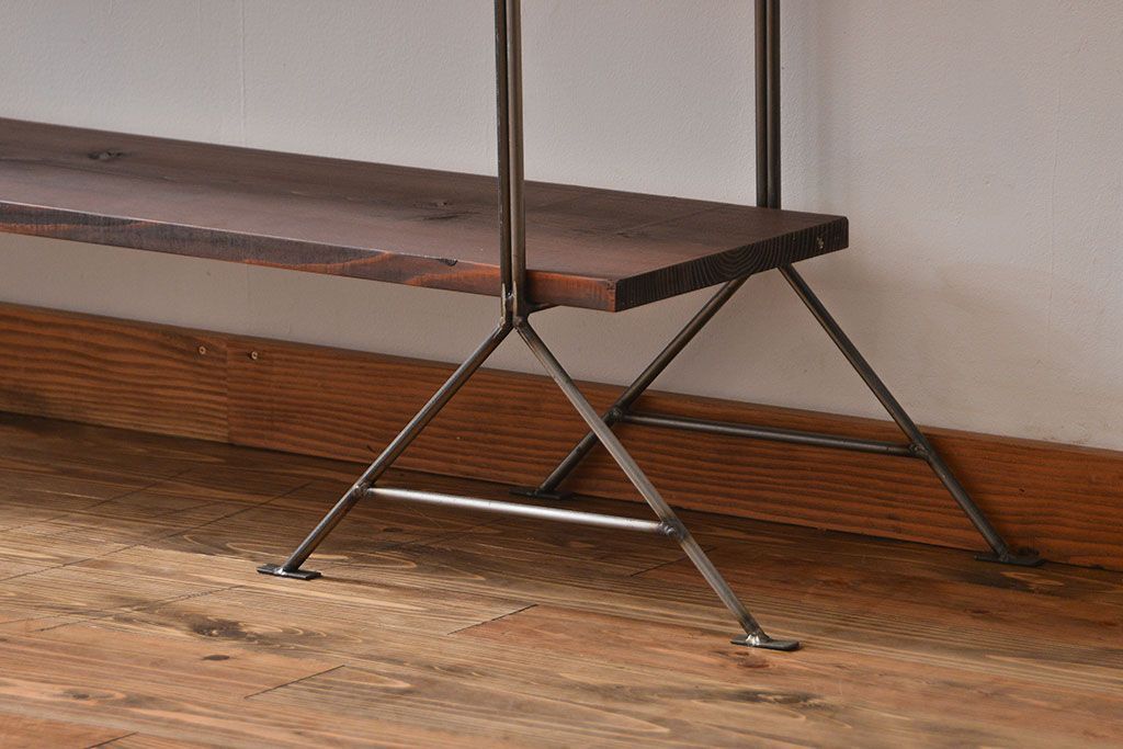 ラフジュ工房オリジナル アイアンの薄型飾り棚【小】(陳列棚、アイアンラック)