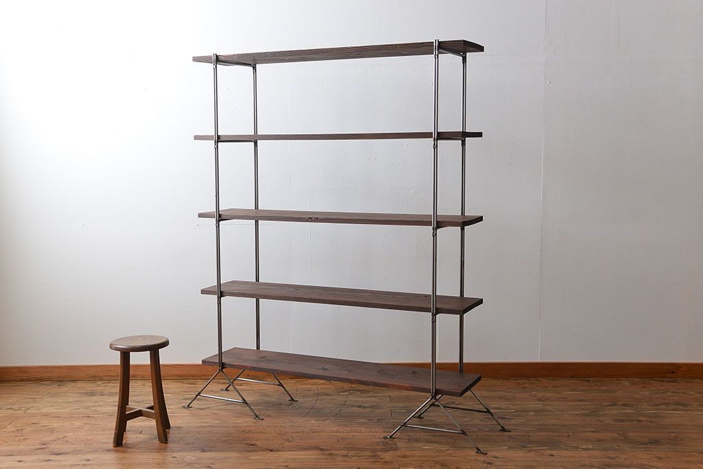 ラフジュ工房オリジナル アイアンの薄型飾り棚【小】(陳列棚、アイアンラック)