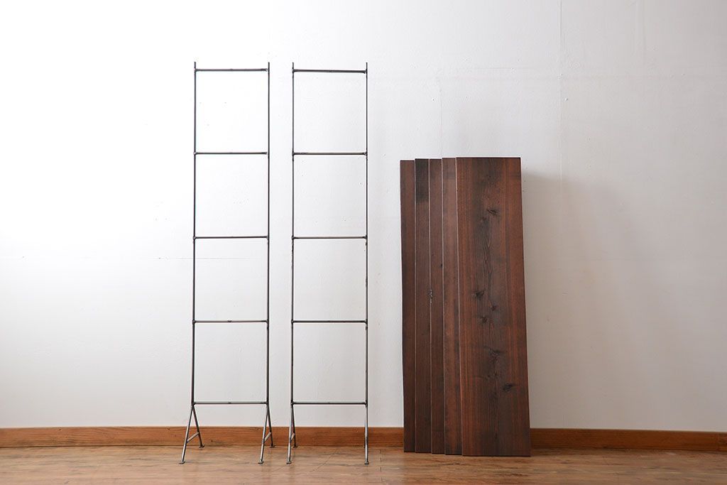 ラフジュ工房オリジナル アイアンの薄型飾り棚【小】(陳列棚、アイアンラック)