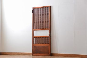 アンティーク　裏障子付き格子戸の扉(ドア)