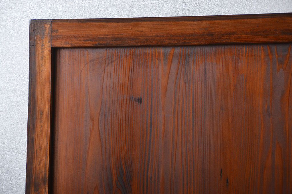 アンティーク　味わい深いダイヤガラス入り格子帯戸2枚セット(建具、板戸、ガラス帯戸)