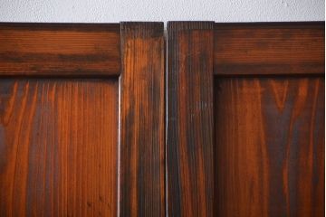 アンティーク　味わい深いダイヤガラス入り格子帯戸2枚セット(建具、板戸、ガラス帯戸)