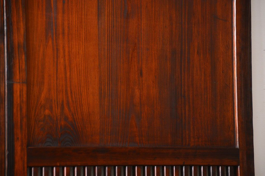 アンティーク　味わい深いダイヤガラス入り格子帯戸2枚セット(建具、板戸、ガラス帯戸)