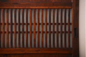 アンティーク　味わい深いダイヤガラス入り格子帯戸2枚セット(建具、板戸、ガラス帯戸)