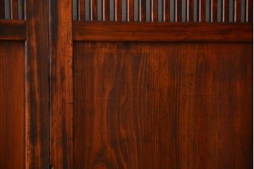 アンティーク　味わい深いダイヤガラス入り格子帯戸2枚セット(建具、板戸、ガラス帯戸)