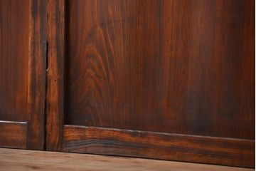 アンティーク　味わい深いダイヤガラス入り格子帯戸2枚セット(建具、板戸、ガラス帯戸)