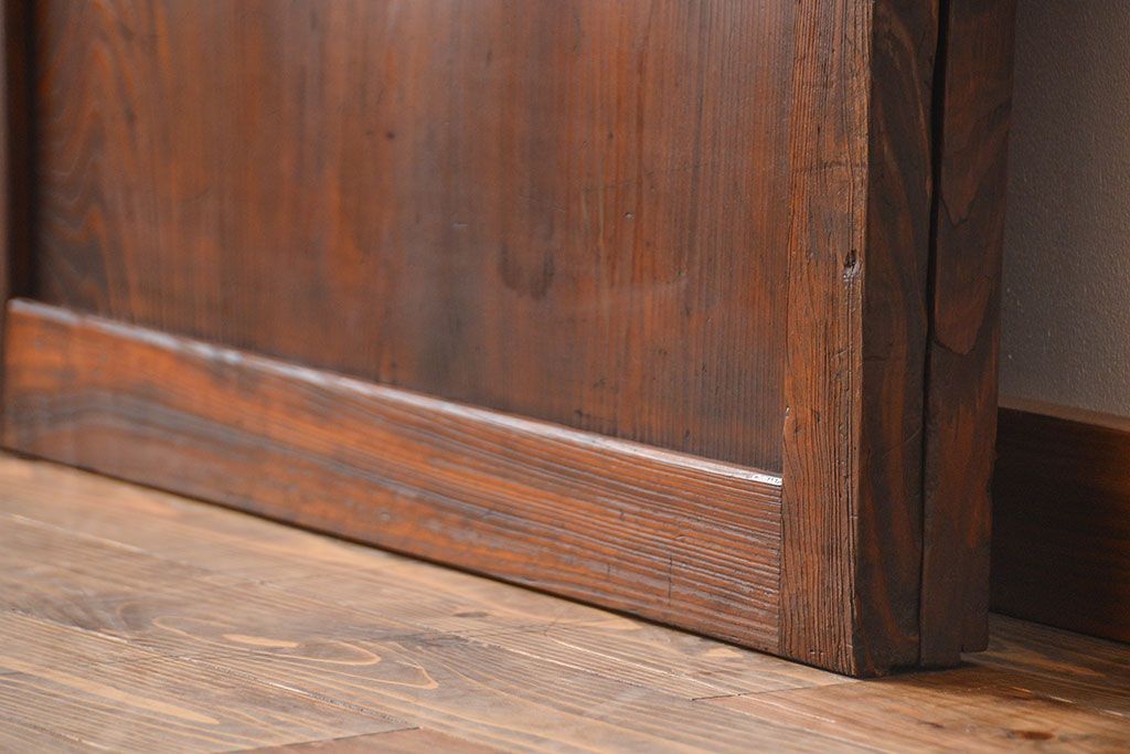 アンティーク　味わい深いダイヤガラス入り格子帯戸2枚セット(建具、板戸、ガラス帯戸)