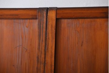 アンティーク　味わい深いダイヤガラス入り格子帯戸2枚セット(建具、板戸、ガラス帯戸)