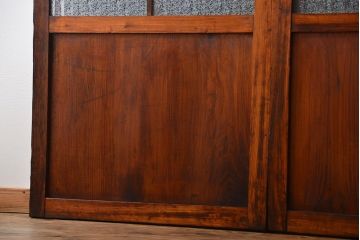 アンティーク　味わい深いダイヤガラス入り格子帯戸2枚セット(建具、板戸、ガラス帯戸)