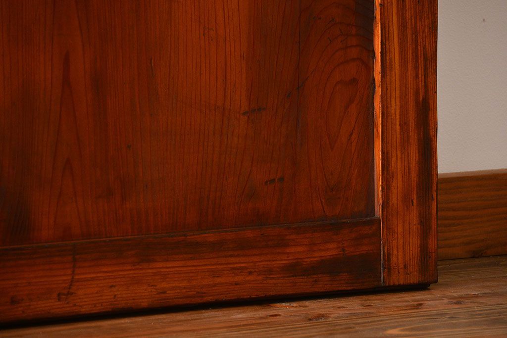 アンティーク　味わい深いダイヤガラス入り格子帯戸2枚セット(建具、板戸、ガラス帯戸)