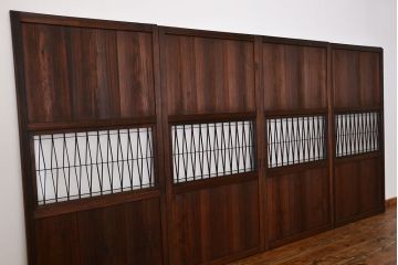 アンティーク　組子入りのダイヤガラス帯戸4枚セット(和風建具)