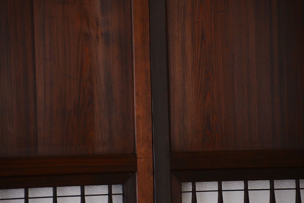 アンティーク　組子入りのダイヤガラス帯戸4枚セット(和風建具)