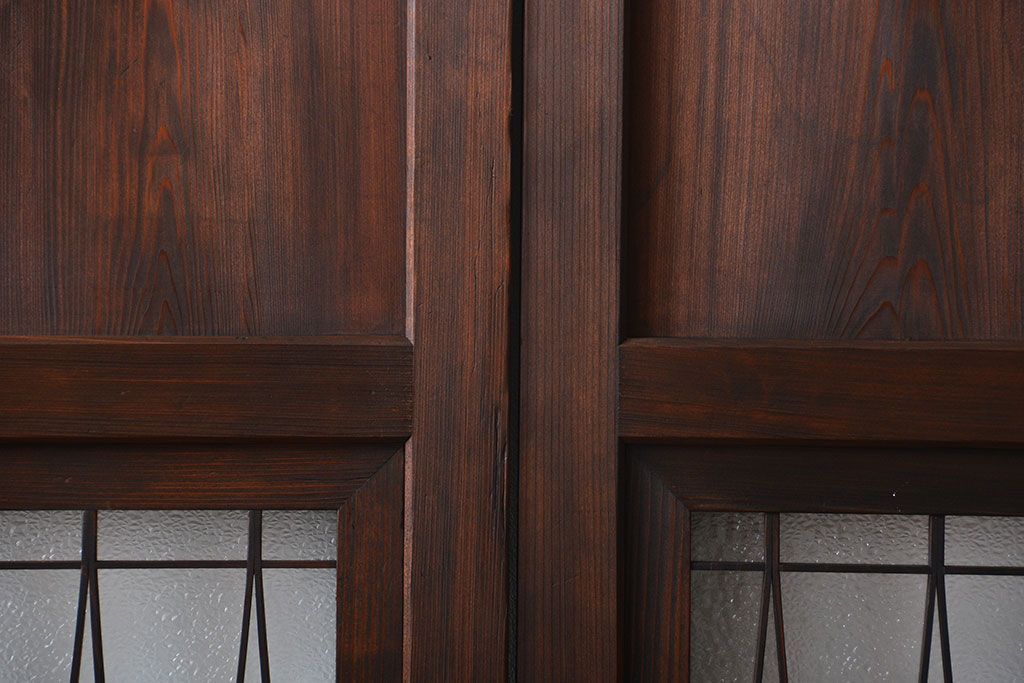 アンティーク　組子入りのダイヤガラス帯戸4枚セット(和風建具)