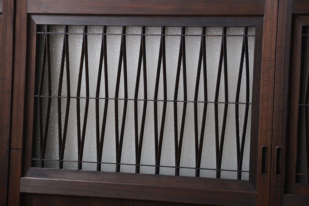 アンティーク　組子入りのダイヤガラス帯戸4枚セット(和風建具)
