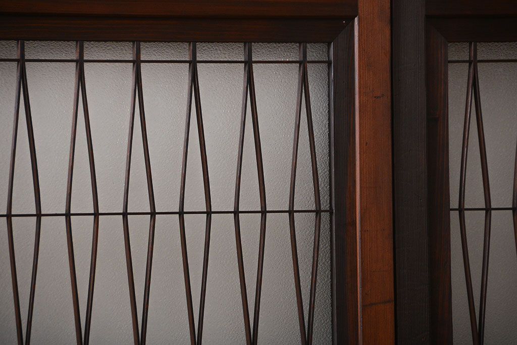 アンティーク　組子入りのダイヤガラス帯戸4枚セット(和風建具)