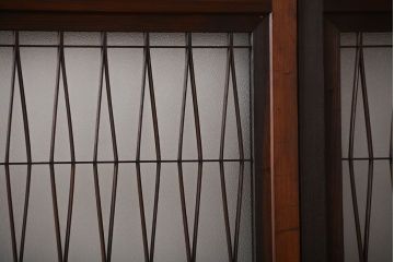 アンティーク　組子入りのダイヤガラス帯戸4枚セット(和風建具)