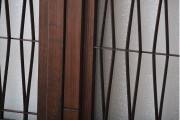 アンティーク　組子入りのダイヤガラス帯戸4枚セット(和風建具)