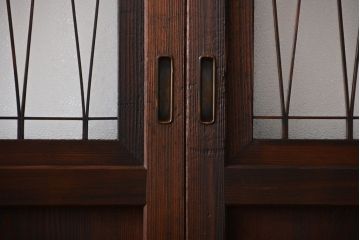 アンティーク　組子入りのダイヤガラス帯戸4枚セット(和風建具)