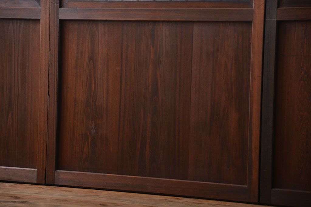 アンティーク　組子入りのダイヤガラス帯戸4枚セット(和風建具)