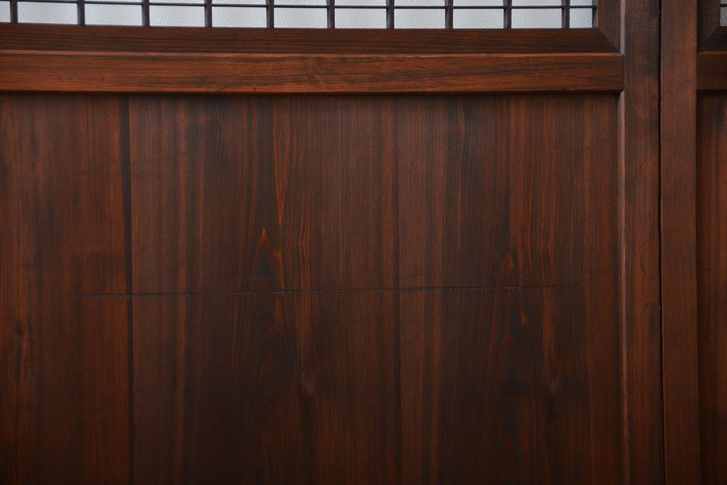 アンティーク　組子入りのダイヤガラス帯戸4枚セット(和風建具)