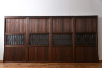 アンティーク　組子入りのダイヤガラス帯戸4枚セット(和風建具)