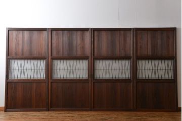 アンティーク　組子入りのダイヤガラス帯戸4枚セット(和風建具)