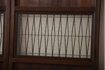 アンティーク　組子入りのダイヤガラス帯戸4枚セット(和風建具)