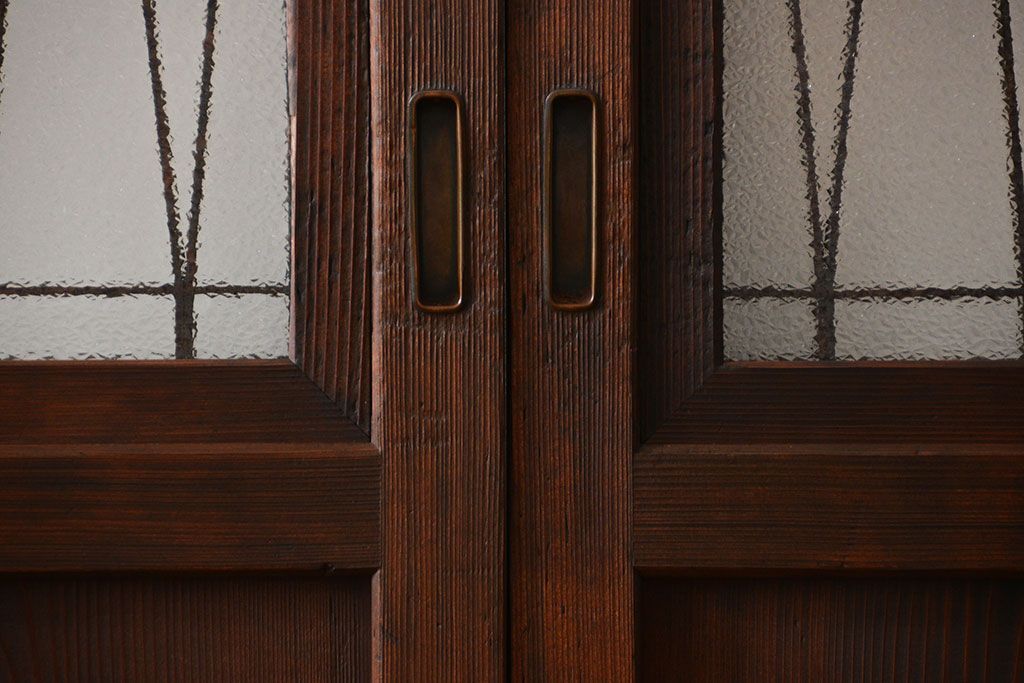 アンティーク　組子入りのダイヤガラス帯戸4枚セット(和風建具)