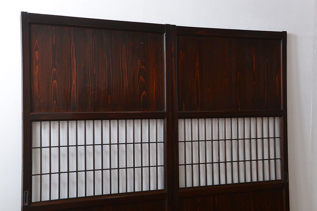 古民具・骨董　味のある障子帯戸2枚セット(建具、引き戸)