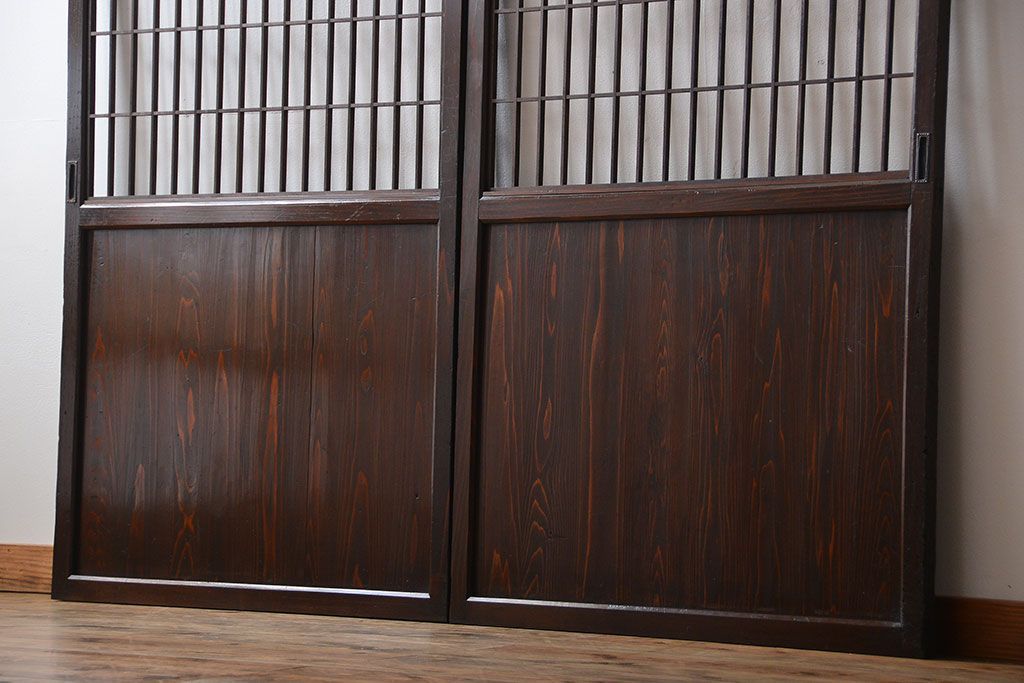 古民具・骨董　味のある障子帯戸2枚セット(建具、引き戸)