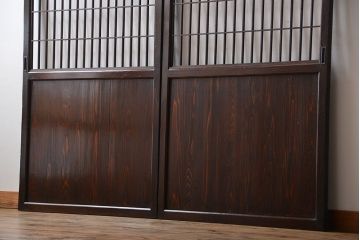 古民具・骨董　味のある障子帯戸2枚セット(建具、引き戸)