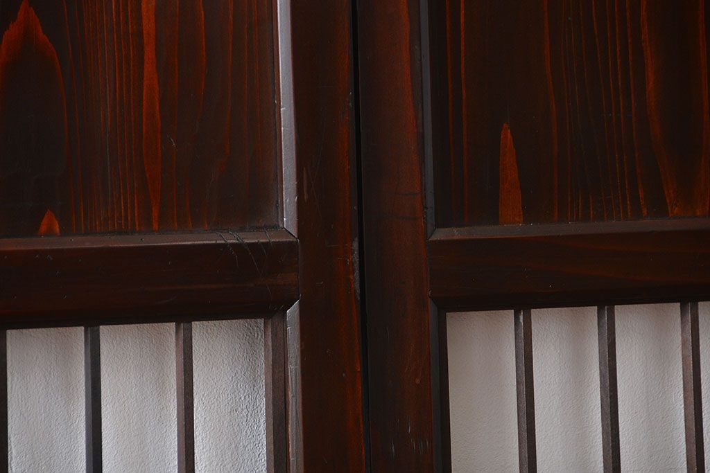 古民具・骨董　味のある障子帯戸2枚セット(建具、引き戸)