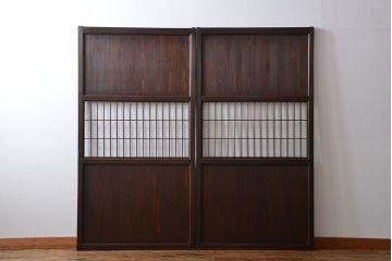 古民具・骨董　味のある障子帯戸2枚セット(建具、引き戸)