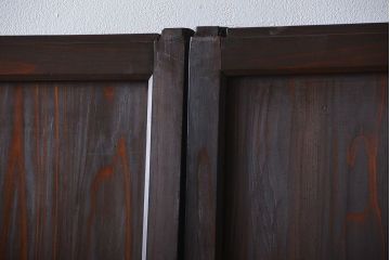 古民具・骨董　味のある障子帯戸2枚セット(建具、引き戸)