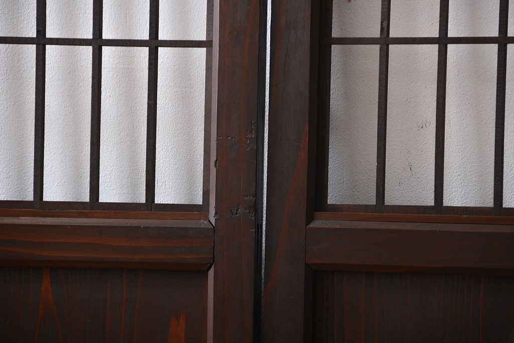 古民具・骨董　味のある障子帯戸2枚セット(建具、引き戸)