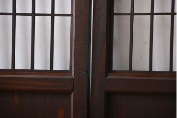 古民具・骨董　味のある障子帯戸2枚セット(建具、引き戸)