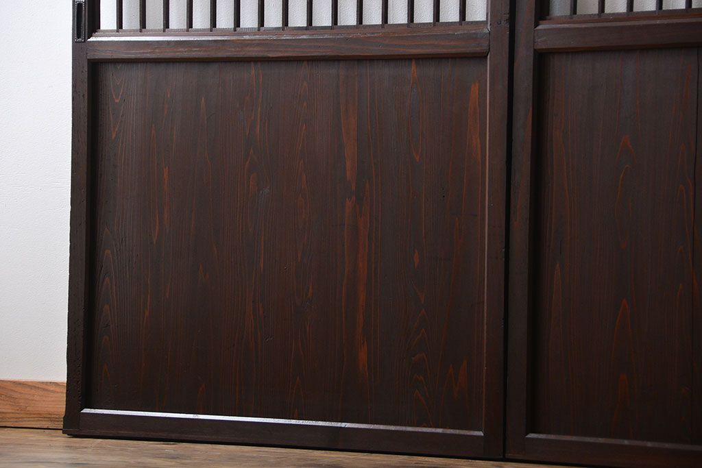 古民具・骨董　味のある障子帯戸2枚セット(建具、引き戸)