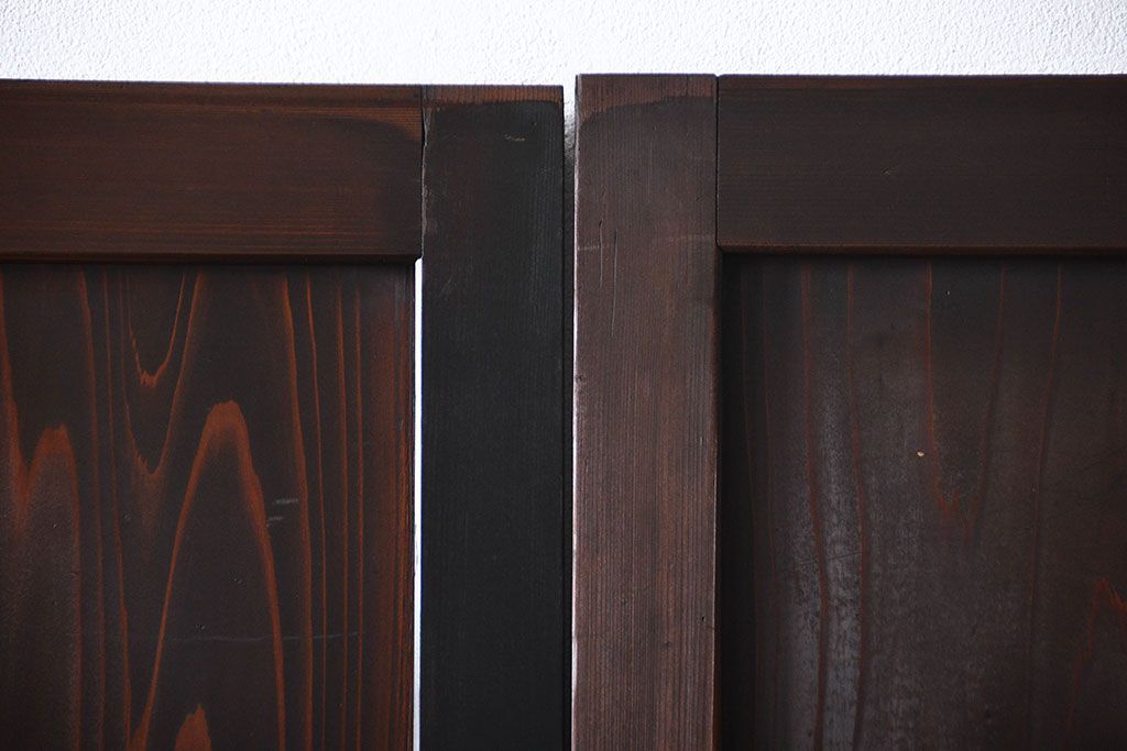 古民具・骨董　シックな格子帯戸2枚セット(和風建具、古民家)