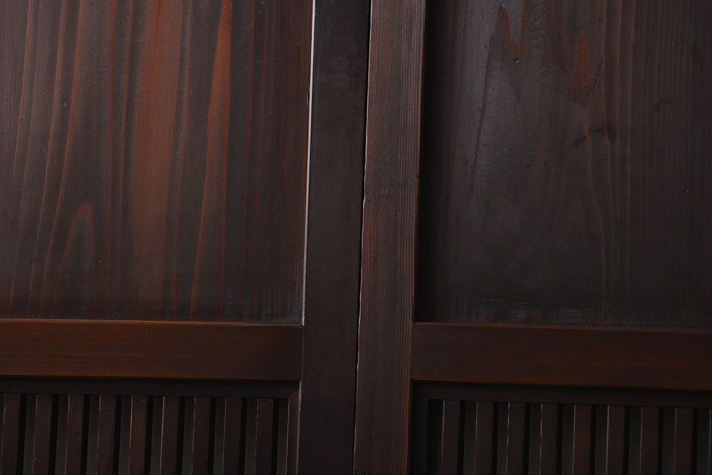 古民具・骨董　シックな格子帯戸2枚セット(和風建具、古民家)