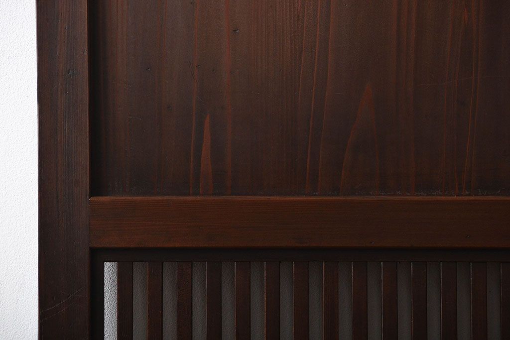 古民具・骨董　シックな格子帯戸2枚セット(和風建具、古民家)